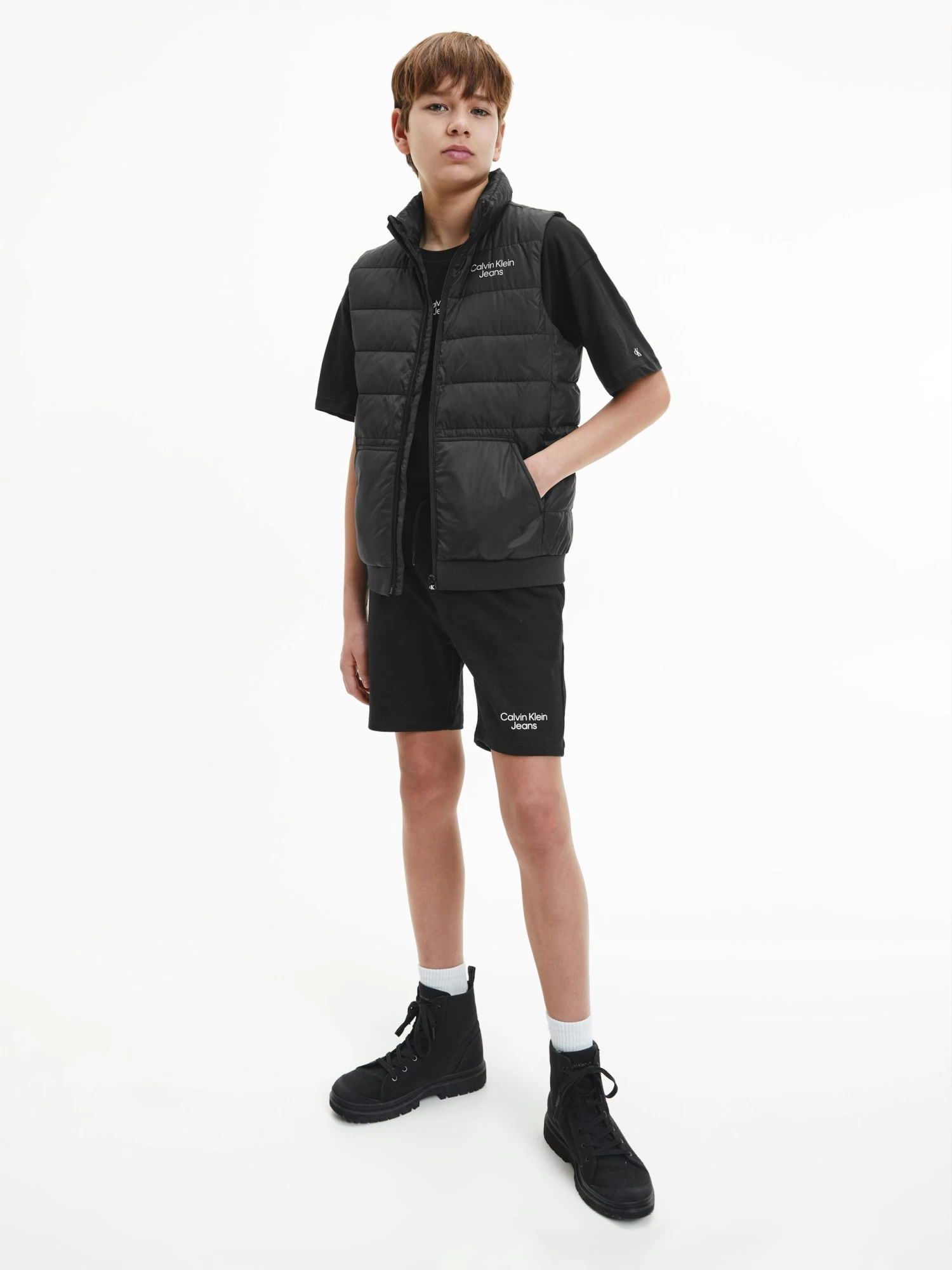 Calvin Klein Boys 4-7 Recycled Logo Jogger Shorts - Image 2