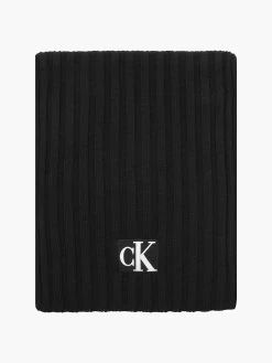 Calvin Klein Kids Unisex 8-16 Monogram Logo Ribbed Scarf