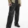 Calvin Klein Faux Leather Wide Leg Pants