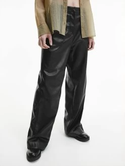 Calvin Klein Faux Leather Wide Leg Pants