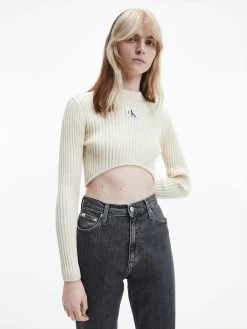 Calvin Klein Slim Cropped Badge Jumper