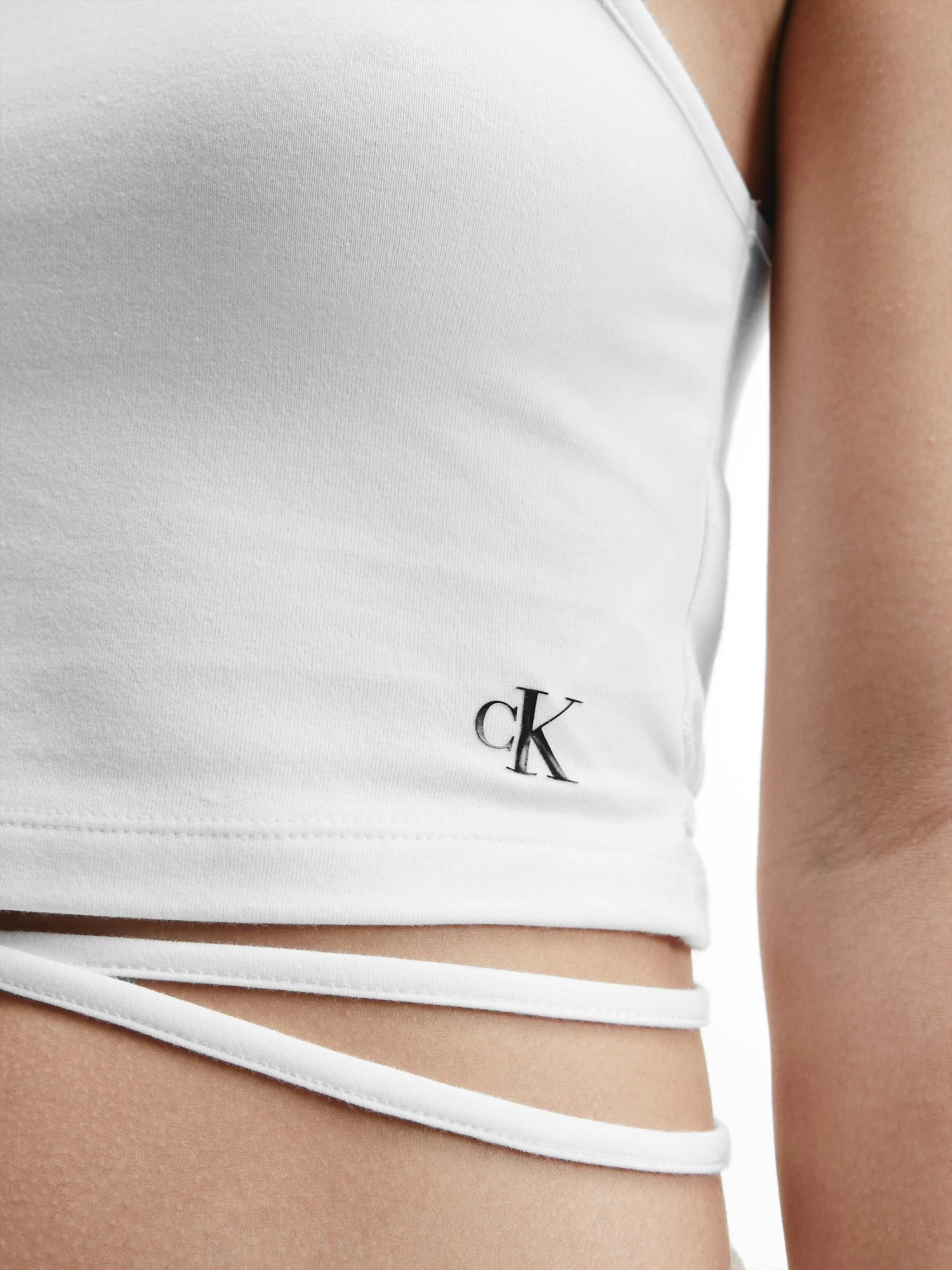 Calvin Klein Cropped Tie Waist Tank Top - Image 3