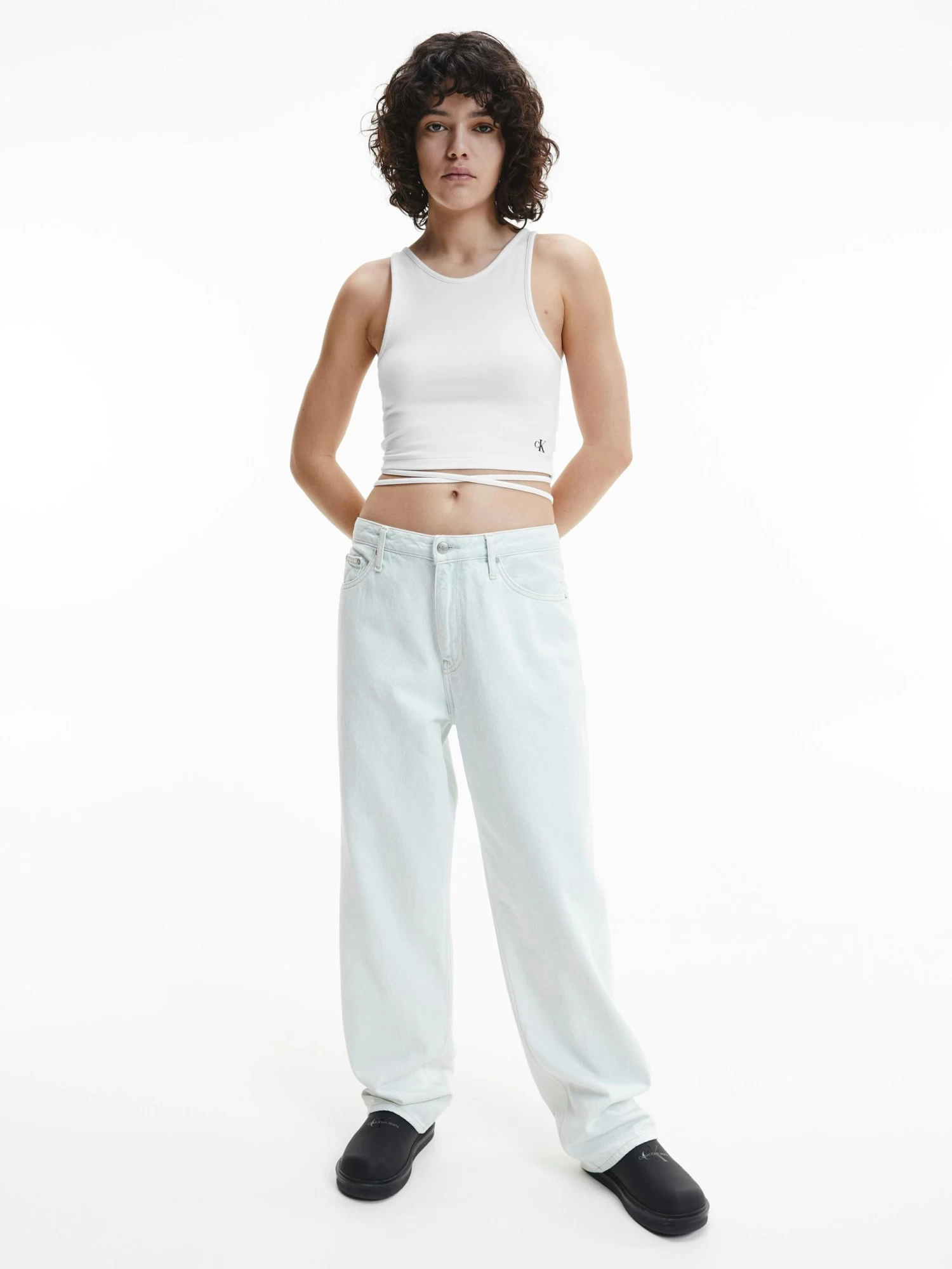 Calvin Klein Cropped Tie Waist Tank Top - Image 4