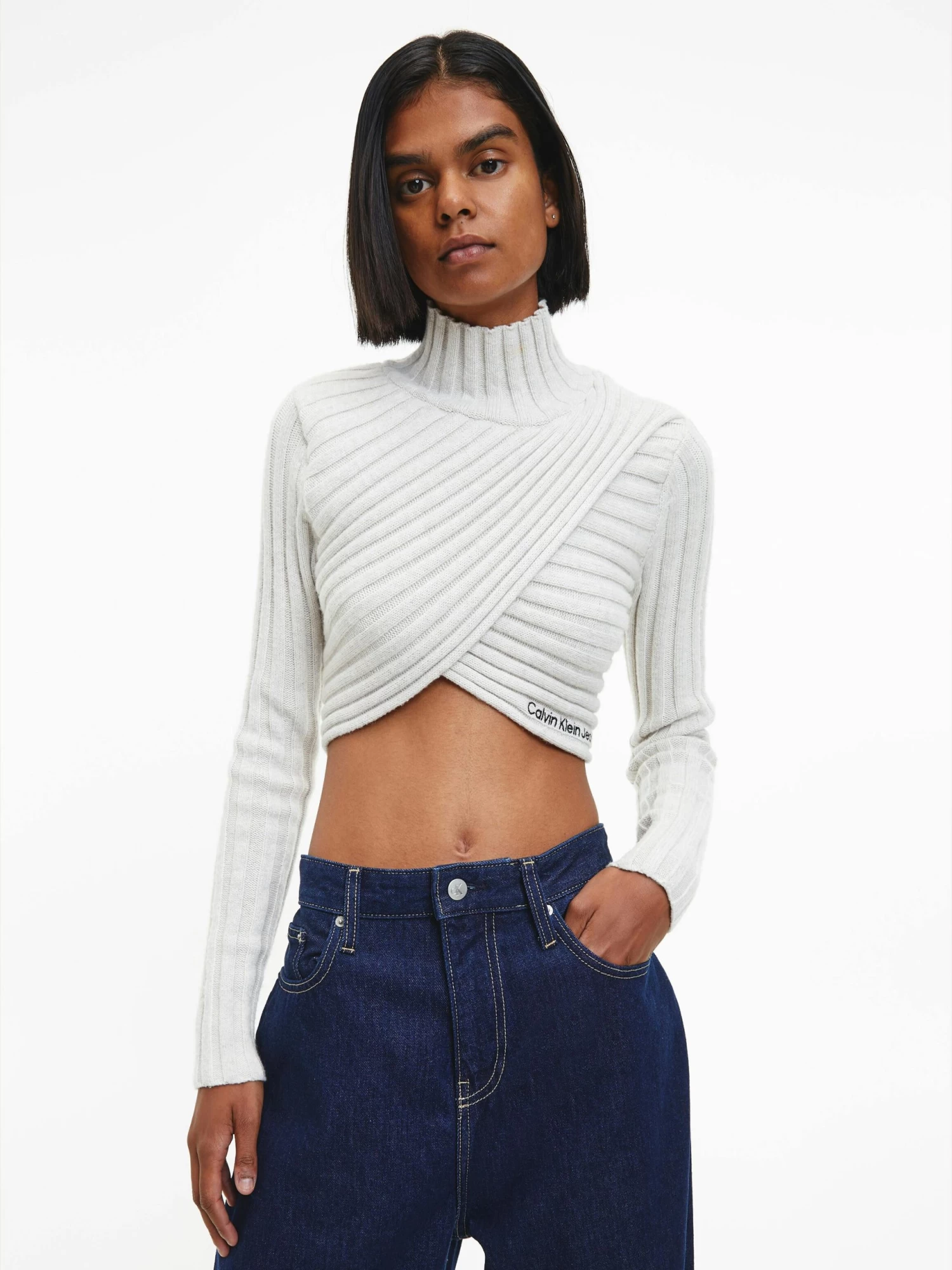 Calvin Klein Wool Knit Wrap Top