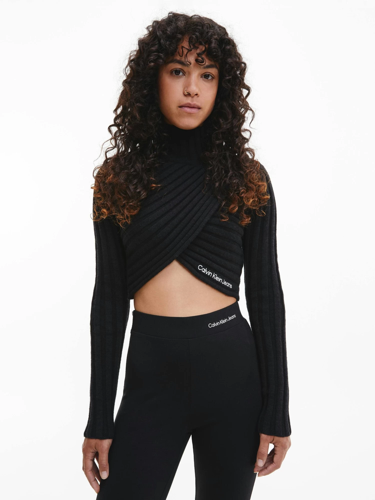 Calvin Klein Wool Knit Wrap Top
