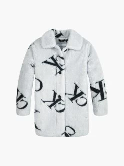 Calvin Klein Girls 8-16 Monogram Logo Print Teddy Coat