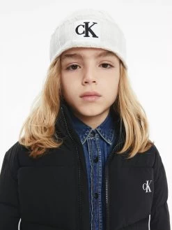 Calvin Klein Kids Unisex 8-16 Monogram Logo Ribbed Beanie