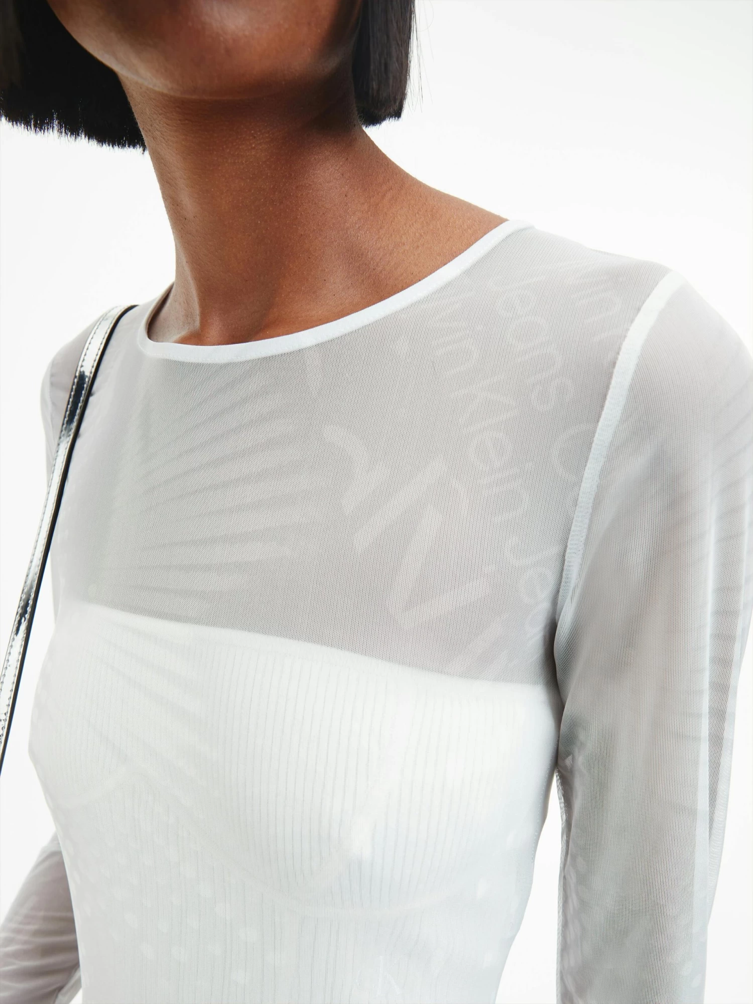 Calvin Klein Recycled Mesh Long Sleeve Bodysuit - Image 3