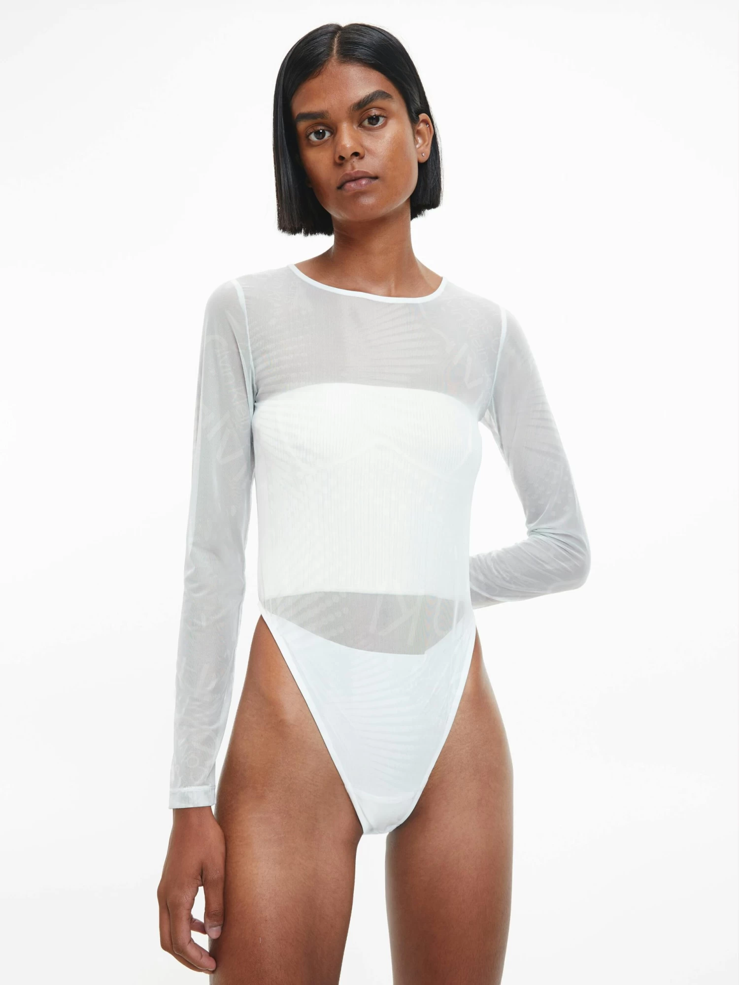 Calvin Klein Recycled Mesh Long Sleeve Bodysuit - Image 4