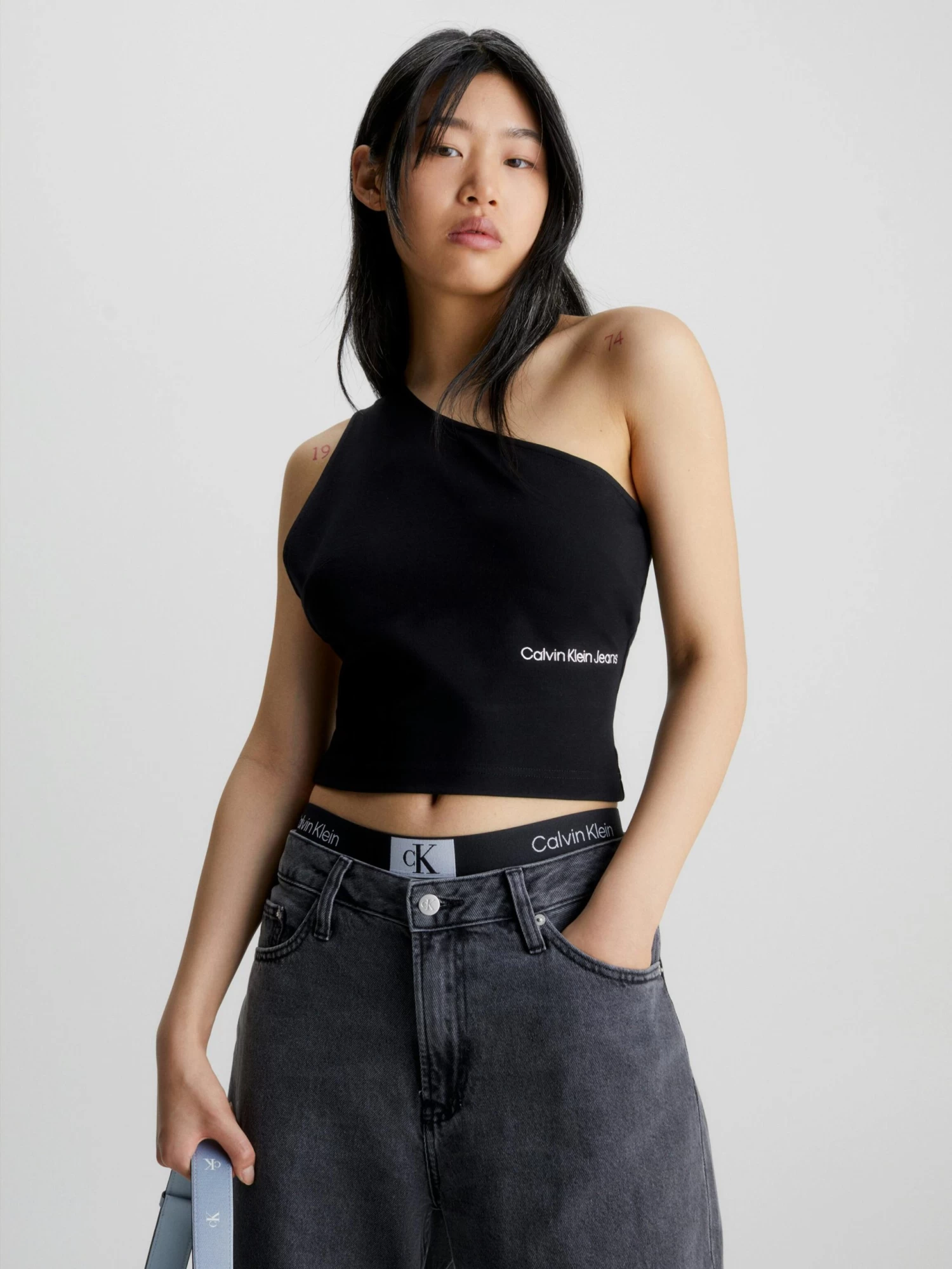 Calvin Klein Milano Jersey One-Shoulder Top