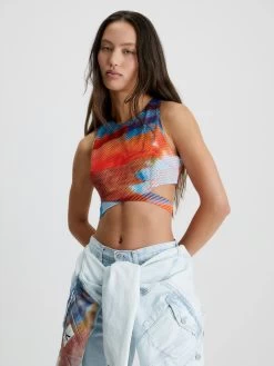 Calvin Klein Cut Out Zip Back Top