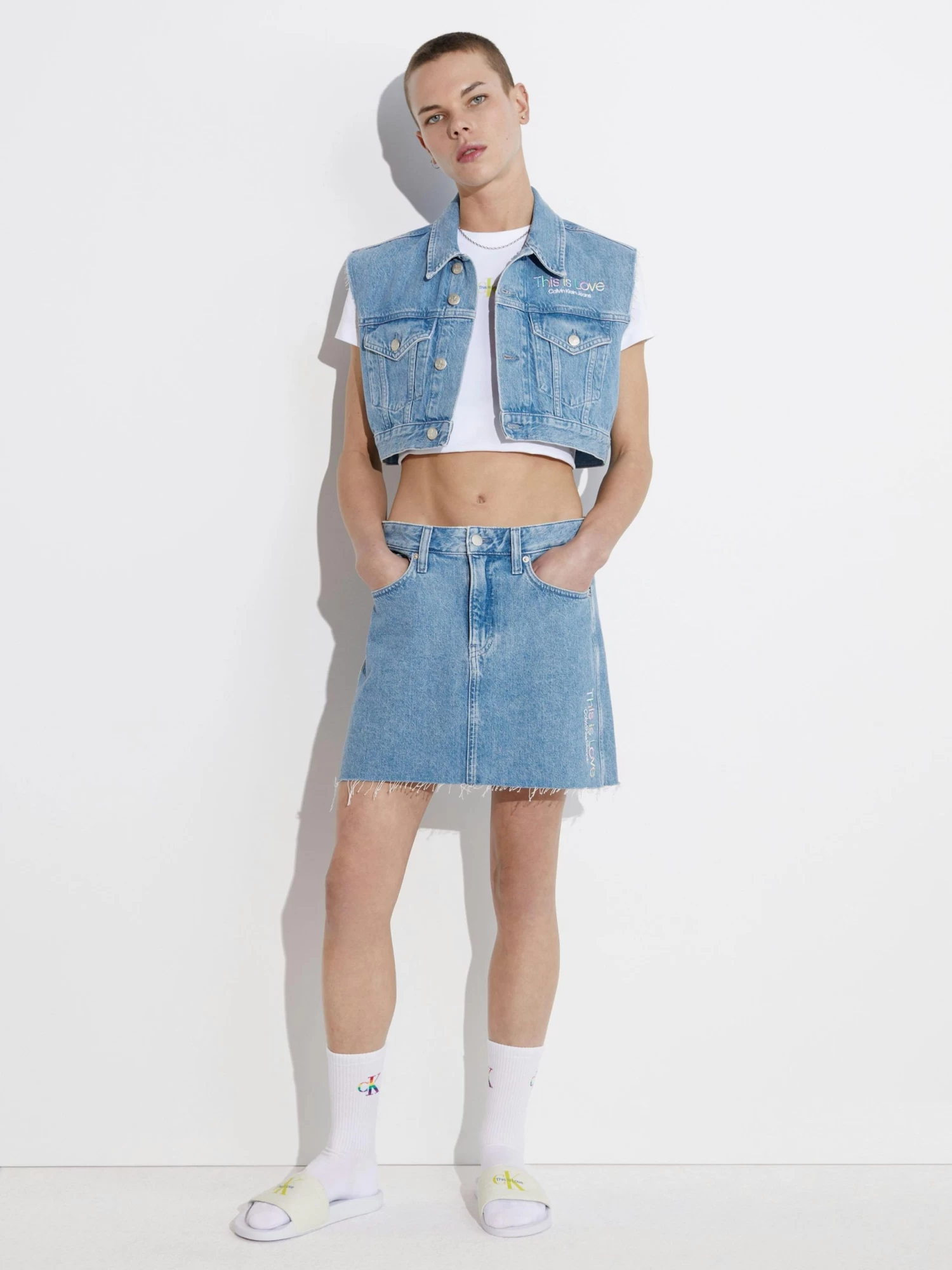 Calvin Klein Pride Cropped 90s Denim Vest - Image 6