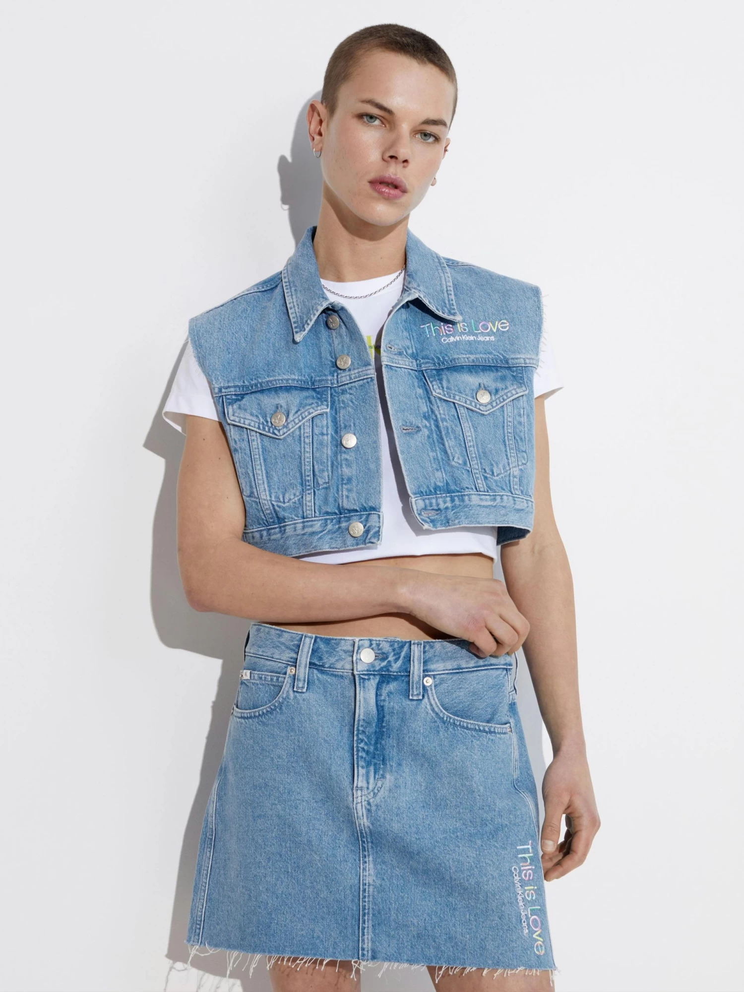 Calvin Klein Pride Cropped 90s Denim Vest - Image 2