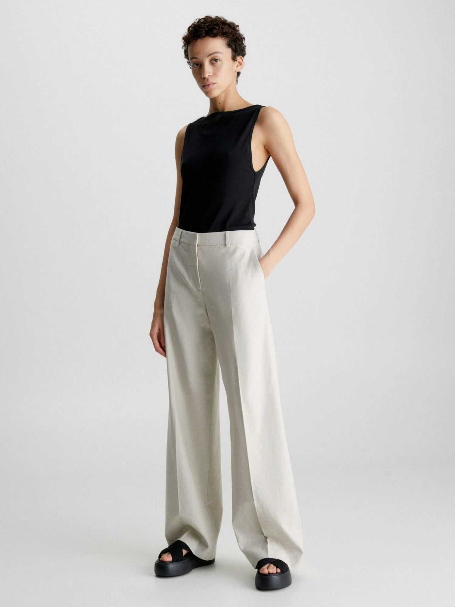 Calvin Klein Linen Wide Leg Trousers - Image 4