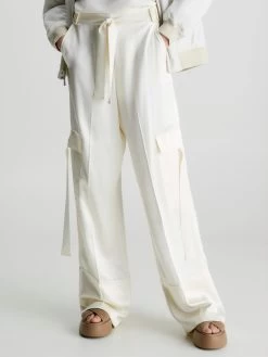 Calvin Klein Satin Wide Leg Cargo Trousers