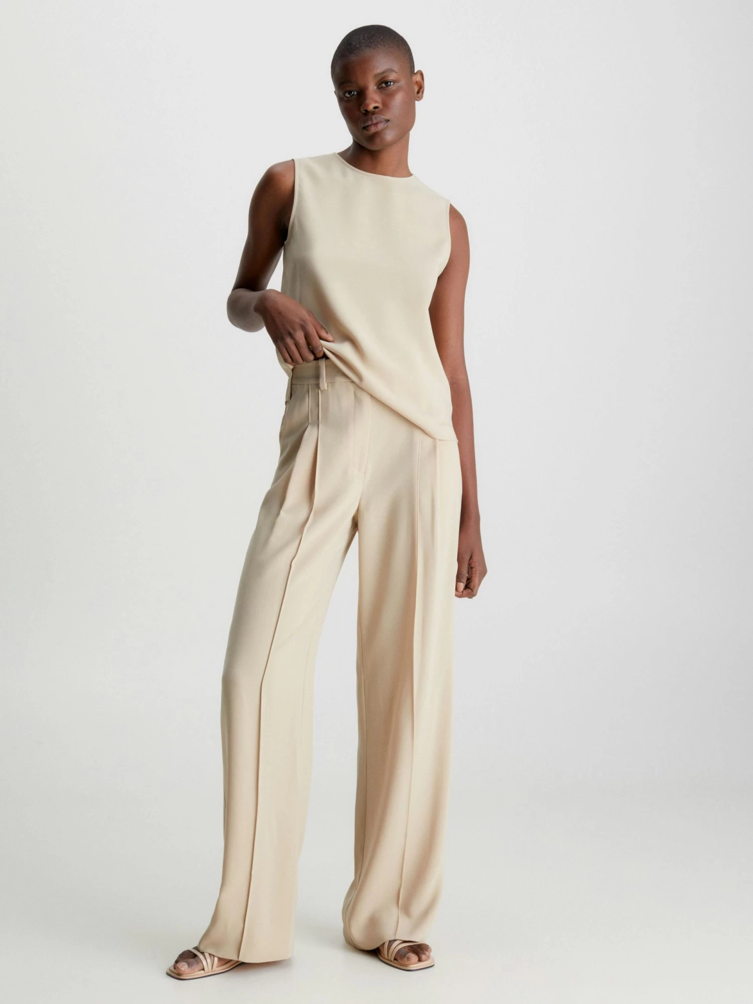 Calvin Klein Wide Leg Twill Trousers - Image 4