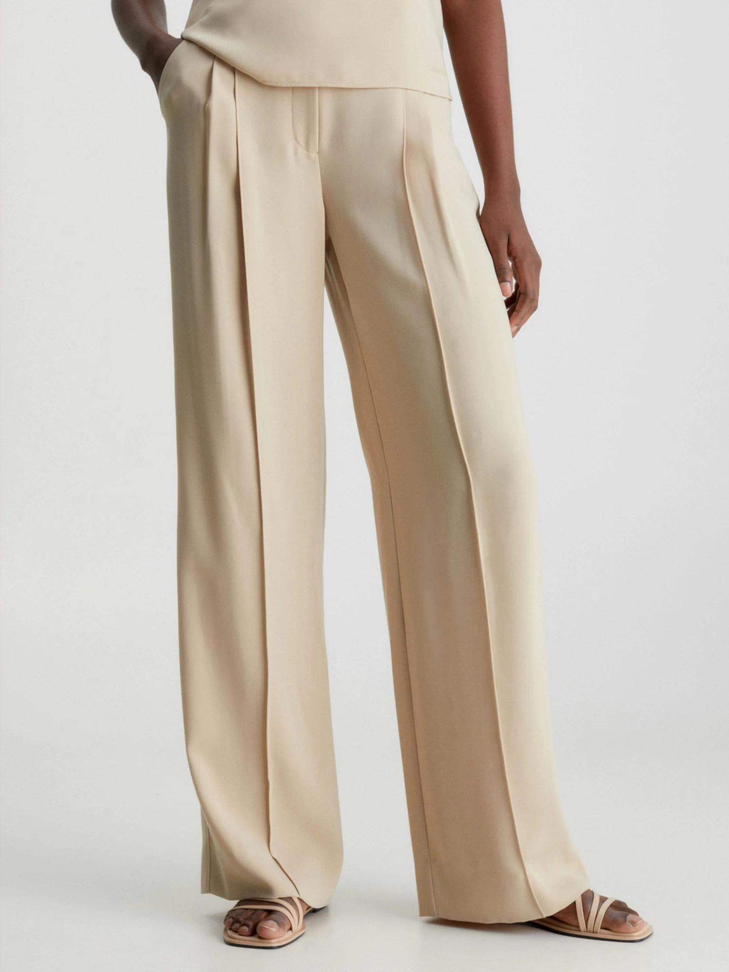 Calvin Klein Wide Leg Twill Trousers