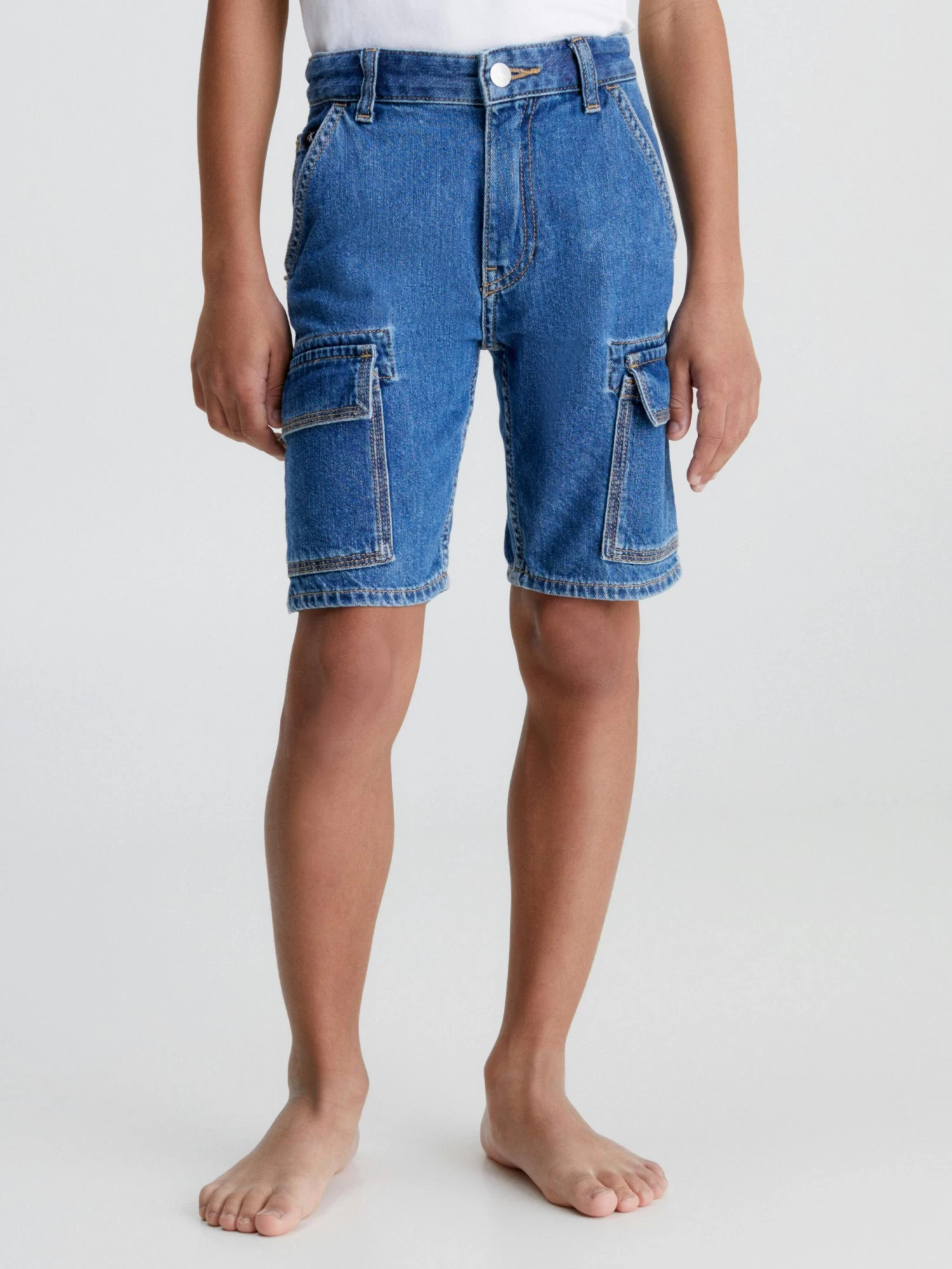 Calvin Klein Boys 8-16 Denim Cargo Shorts - Image 2