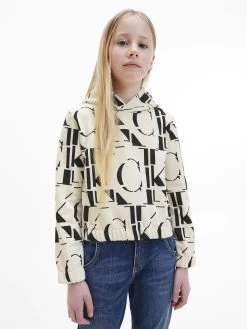 Calvin Klein Girls 4-7 Monogram Logo Hoodie