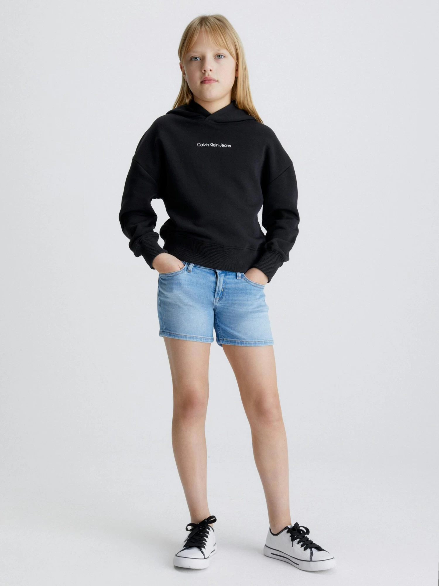 Calvin Klein Girls 8-16 Mid Rise Slim Denim Shorts - Image 5