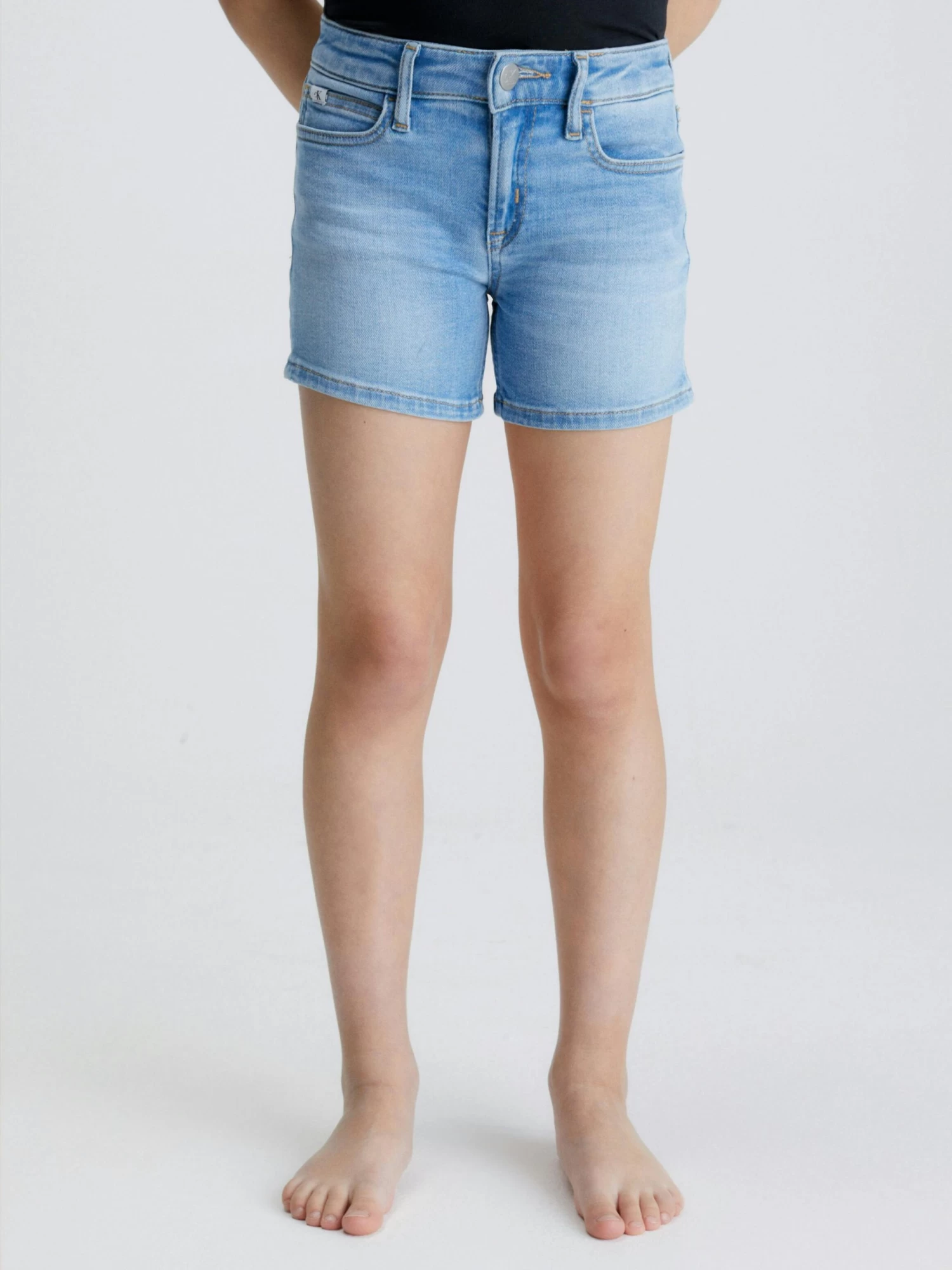 Calvin Klein Girls 8-16 Mid Rise Slim Denim Shorts - Image 2