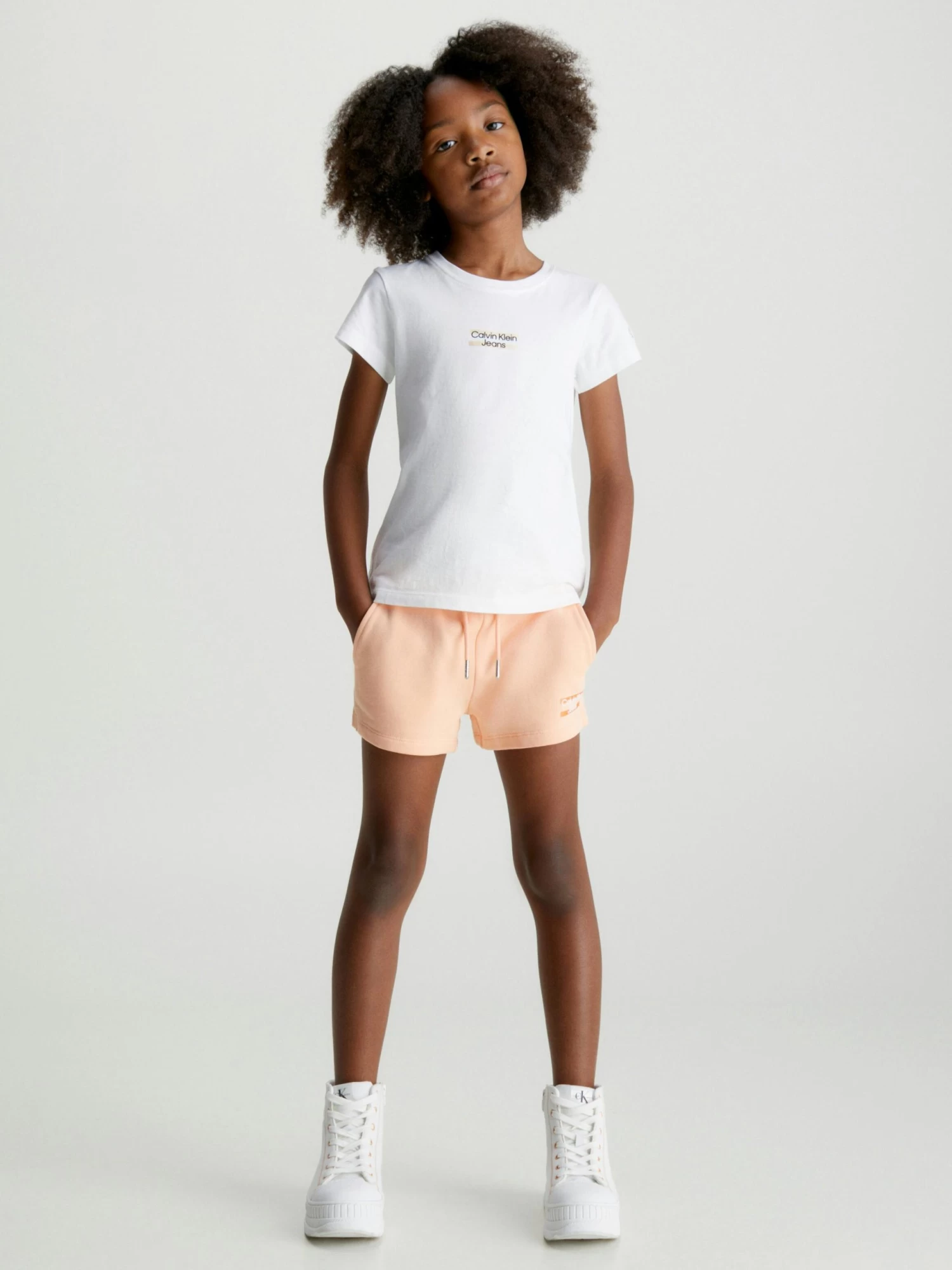 Calvin Klein Girls 3-7 Cotton Logo Shorts - Image 5