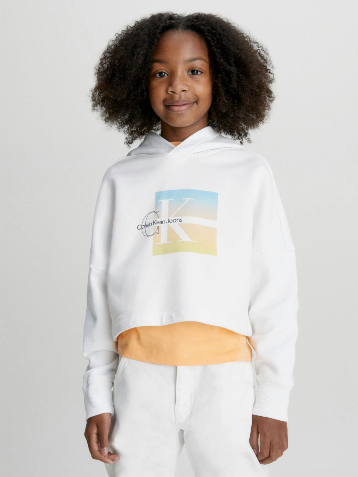 Calvin Klein Girls 4-7 Boxy Logo Graphic Hoodie - Image 2