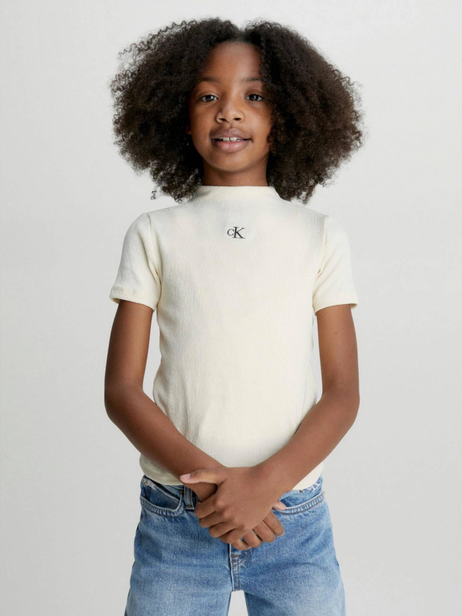 Calvin Klein Girls 4-7 Slim Crinkle Top - Image 2