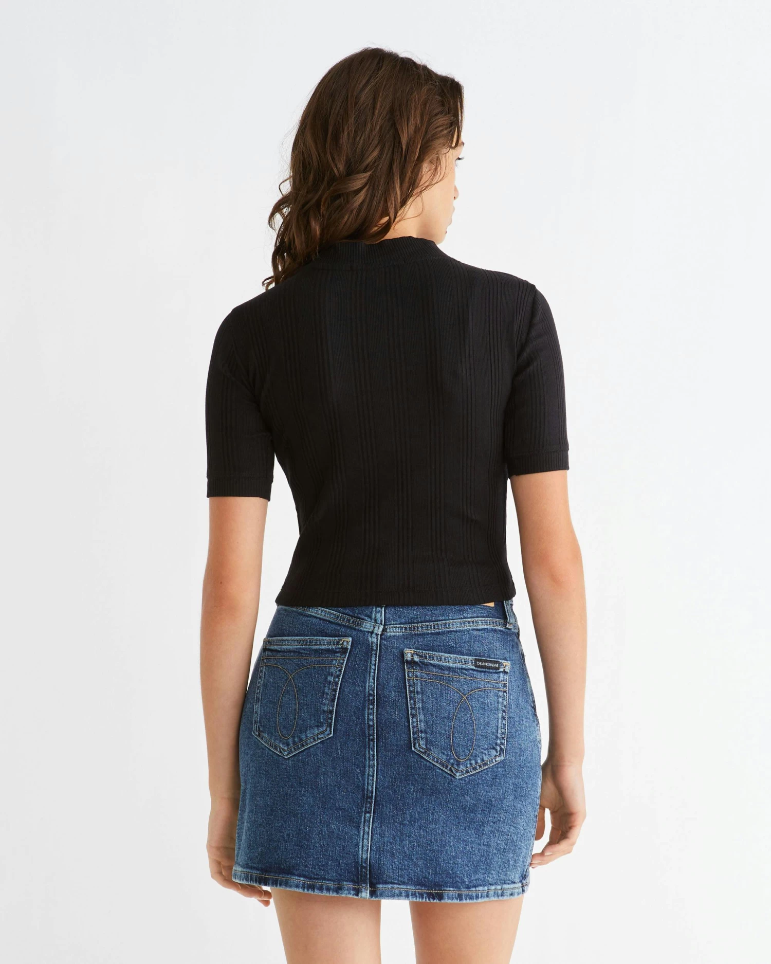 Calvin Klein Slim Ribbed Short Sleeve Top - Image 2