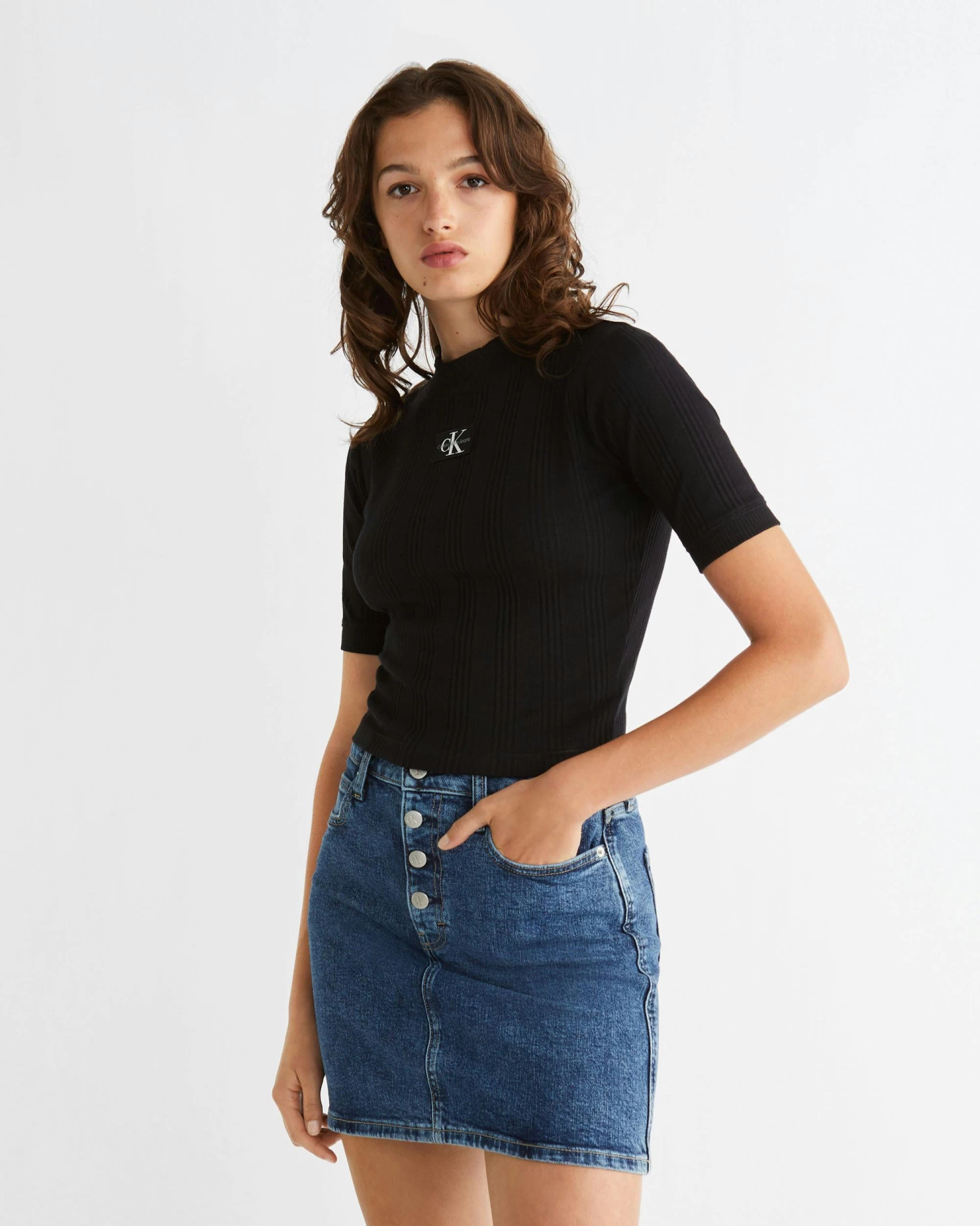 Calvin Klein Slim Ribbed Short Sleeve Top