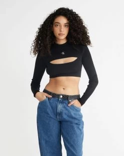 Calvin Klein Slim Cropped Cut Out Jumper