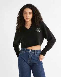 Calvin Klein Cropped V-Neck Jumper