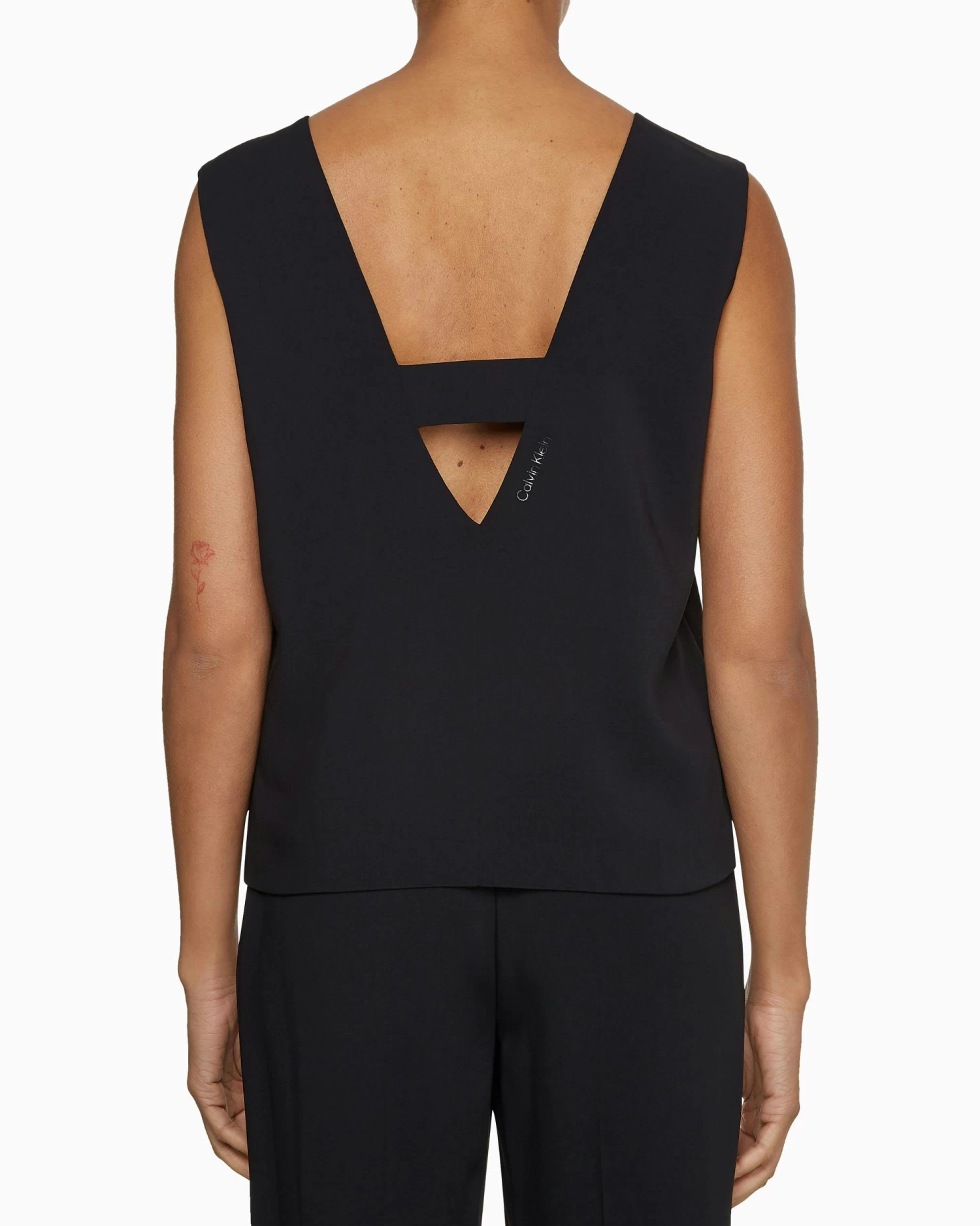 Calvin Klein Crepe V Neck Top - Image 2