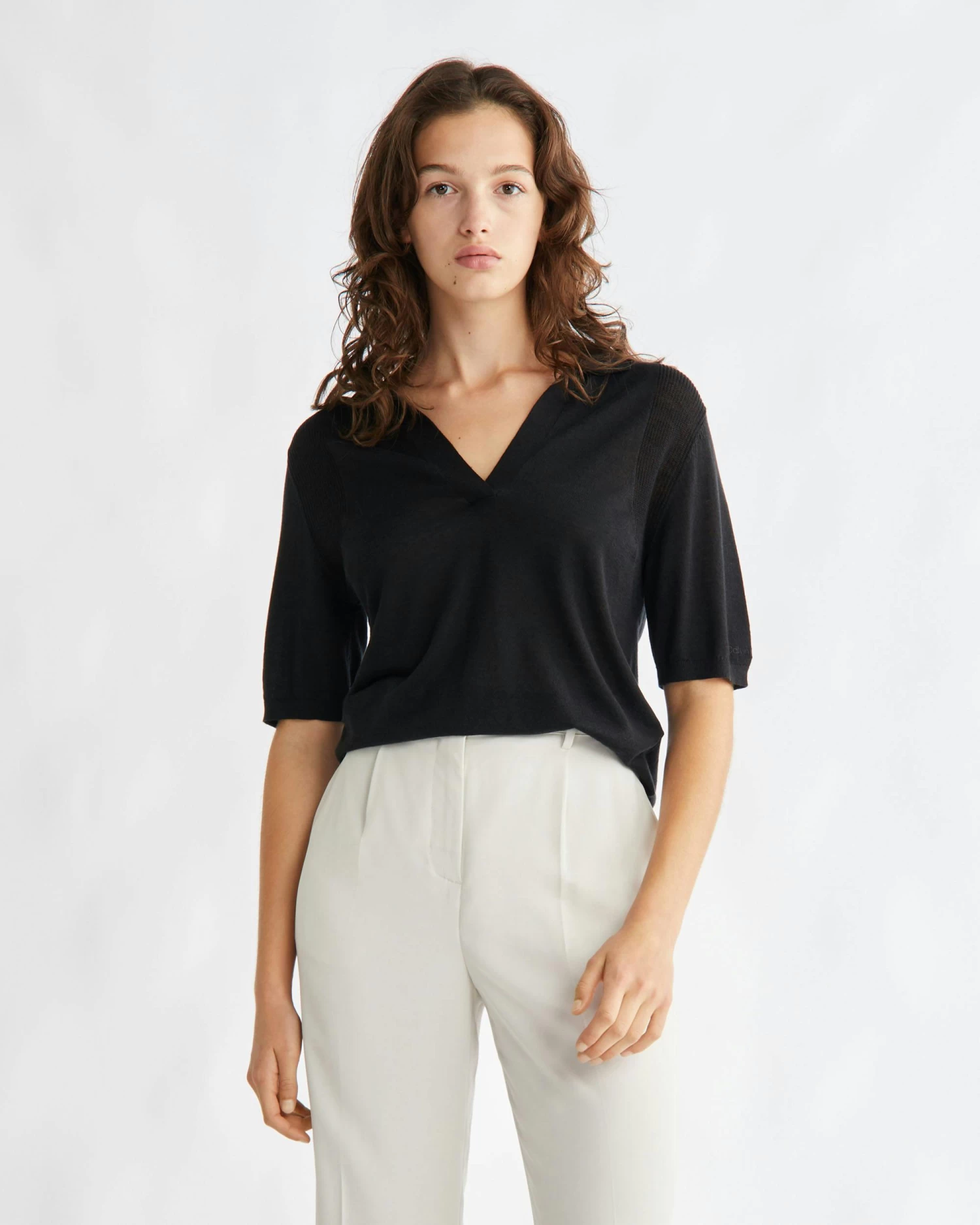 Calvin Klein Lyocell Wool Polo Jumper