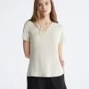Calvin Klein Sophisticated Lounge Modal Satin V-Neck Top
