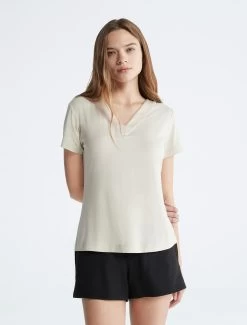 Calvin Klein Sophisticated Lounge Modal Satin V-Neck Top