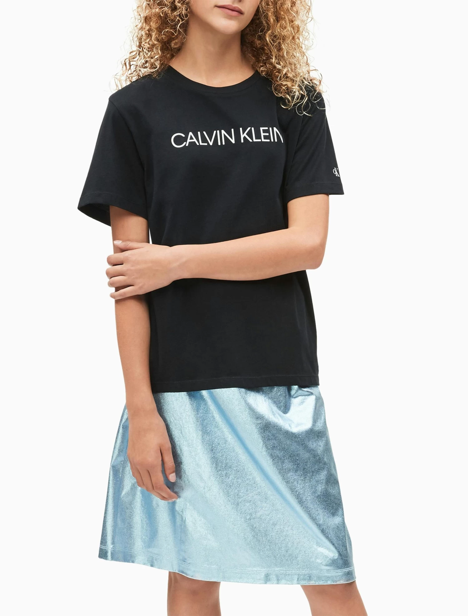 Calvin Klein Girls 8-16 Slim Organic Cotton Logo T-Shirt - Image 5